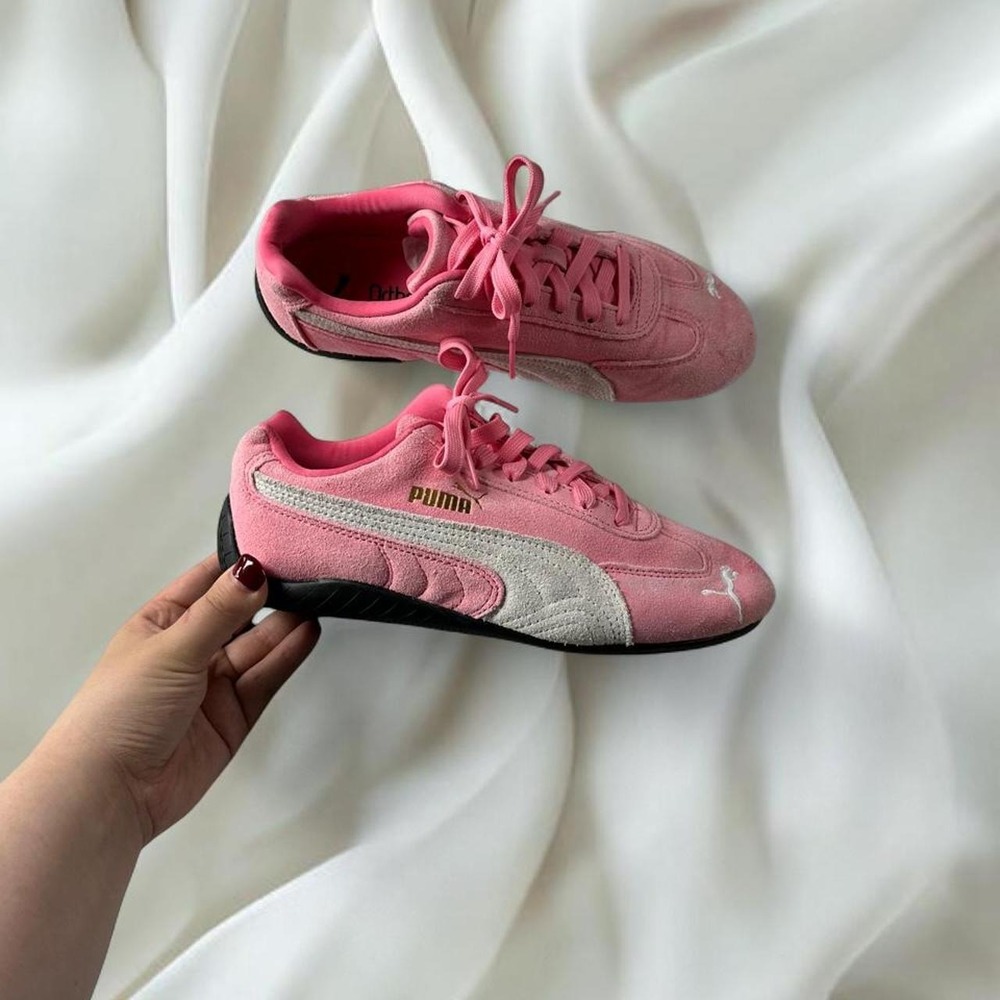 Puma speedcat og sneakers vibrant pink suede white stripe y2k fairy boho grunge